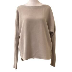 Vila Milano Taupe Long Sleeve Rhinestone Boatneck Sweater Size Large